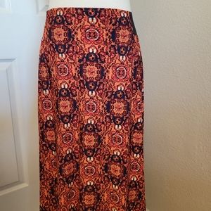 Soho Apparel Boho A-Line Maxi Skirt Size L Black Orange Yellow Gypsy